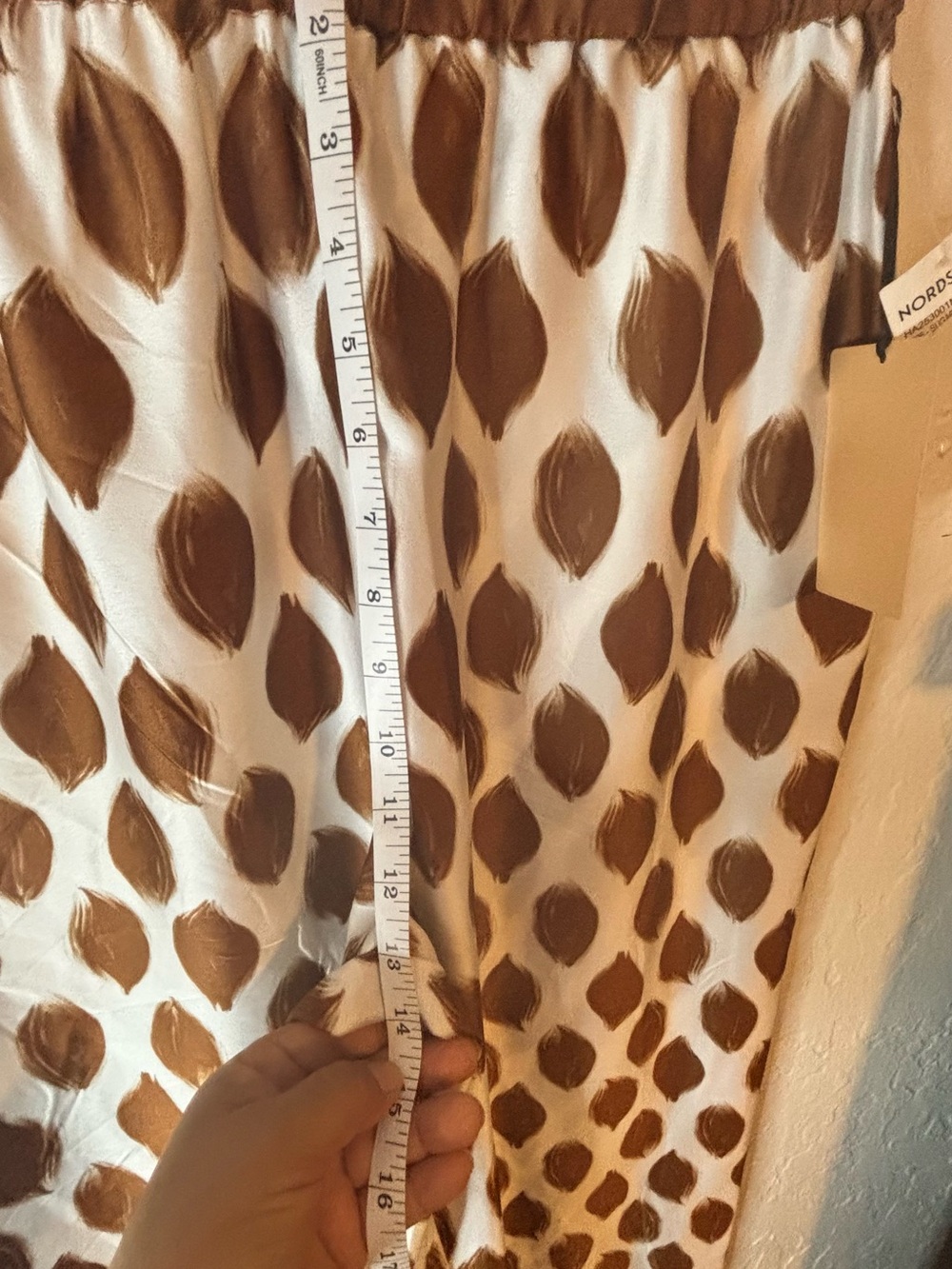 Nordstrom Halogen Brown & Cream Leaf-Print Wide Leg Pants - Picture 4 of 9